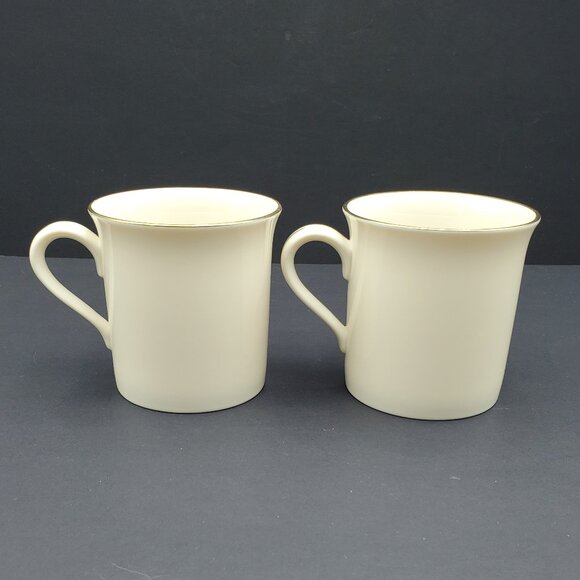 Lenox Logo Mugs Lenox Name Gold Wreath Gold Trimmed Ivory Mugs - Picture 3 of 7